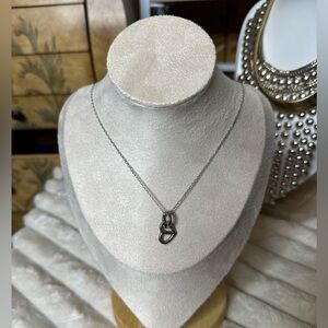 Hermès Sterling Silver Heart & Ring Pendant Necklace